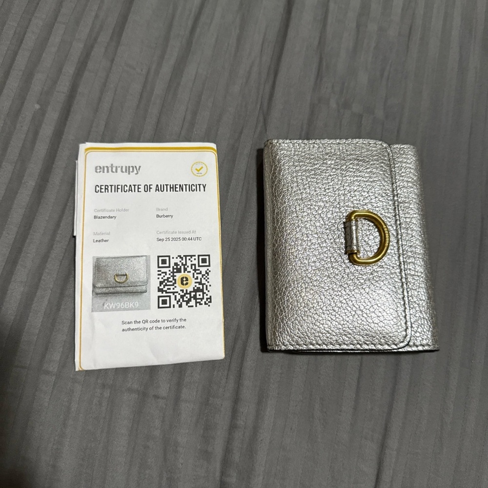 Burberry Silver and Green Metallic Wallet